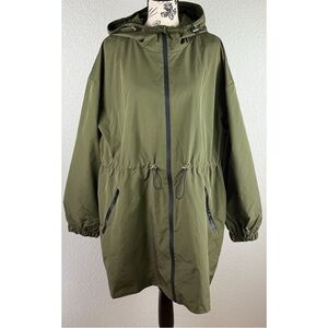 Hanna Nikole Long Hooded Raincoat Lightweight Waterproof Windbreaker Jacket 16W